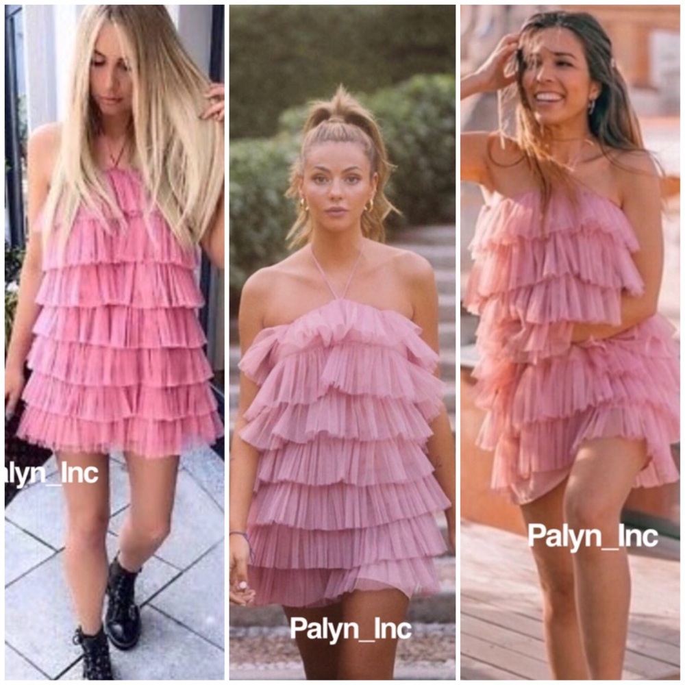 ZARA RUFFLED TULLE DRESS PINK - Picture 2 of 8